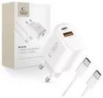 Tech-Protect NCA30 travel charger | 30W | PD, QC | USB-A, USB-C | with USB-C to USB-C cable included | white