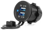 Waterproof Phone Charger with BLUE LED Indicator 4.2A 2xUSB 12/24V AMIO-04217