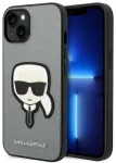 Karl Lagerfeld KLHCP14MSAPKHG iPhone 14 Plus 6,7" sidabrinis kietas dėklas Saffiano Karl`s Head Patch