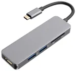 RoGer USB-C Hub 5in1 ar USB 3.0 x2 / HDMI / SD kar&scaron;u lasītāju / TF kar&scaron;u lasītāju