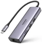 UGREEN CM512 USB-C dokstacija 7-in-1 USB-C centrmezgls HDMI 4K 60Hz / 2x USB-A / SD TF kar&scaron;u lasītājs / USB-C PD 100W / RJ45