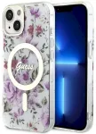 Guess GUHMP14SHCFWST Hardcase Flower MagSafe Aizsargapvalks priek&scaron; iPhone 14 / 15 / 13 6.1" / caurspīdīgs