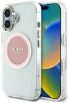 Case Guess IML Metal Colored Circle Classic Logo MagSafe Aizsargapvalks priek&scaron; iPhone 16 / rozā