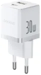 Baseus Palm kelioninis įkroviklis | 30W | PD, QC | USB-C, USB-A | baltas