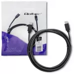 Qoltec duomenų perdavimo ir įkrovimo laidas | USB-C į USB-C | 2m | juodas