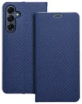 LUNA Carbon knyginio tipo telefono dėklas Samsung Galaxy A16 5G (A166) mėlynas