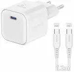 Swissten Tīkla Lādētājs GaN USB-C 35W PD + Datu kabelis USB-C - USB-C 1.2m