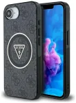 Case Guess IML Metal Glitter 4G Circle Triangle MagSafe Aizsargapvalks priek&scaron; iPhone 16e / 17e / melns