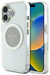 Case Guess IML Metal Colored Circle Classic Logo MagSafe Aizsargapvalks priek&scaron; iPhone 16 / pelēks