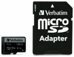 Verbatim 128GB microSD Card + Adapter Pro U3 black 47044