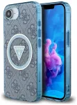 Case Guess IML Metal Glitter 4G Circle Triangle MagSafe Aizsargapvalks priek&scaron; iPhone 16e/17e / zils