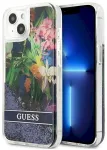 Guess GUHCP13SLFLSB Flower Liquid Glitter Hardcase Aizsargapvalks priek&scaron; iPhone 13 mini 5,4" / zils