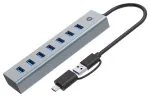 CONCEPTRONIC 7 prievadų USB-A3.0/-C adapteris į 7xA3.0 be maitinimo Black