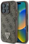Guess Leather 4G Triangle Strass Aizsargapvalks Priek&scaron; Apple iPhone 16 Pro Max