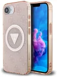 Case Guess IML Metal Glitter 4G Circle Triangle MagSafe Aizsargapvalks priek&scaron; iPhone 16e / 17e / rozā