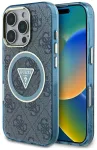 Case Guess IML Metal Glitter 4G Circle Triangle MagSafe Aizsargapvalks priek&scaron; iPhone 16 Pro Max / zils