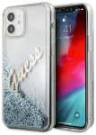 Guess GUHCP12SGLVSBL Glitter Vintage Script Aizsargapvalks priek&scaron; iPhone 12 mini 5,4" / zils