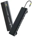 Baseus EliteJoy EH3 Dokstacija 12-in-1 USB-C | 2xHDMI 4K@60Hz | DP 4K@60Hz | 2xUSB-C 10Gb/s | 2xUSB-A 5Gb/s | USB-A 480Mb/s | SD/microSD 3.0 | RJ45 1Gb | USB-C PD / pelēka
