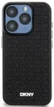 DKNY DKHCP15M3DRPWK Kietas dėklas iPhone 15 Plus 6.7" juodas su 3D guminiu pasikartojančiu ra&scaron;tu