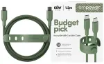 PanzerGlass Empower Racing duomenų perdavimo ir įkrovimo laidas | USB-C į USB-C | 60W | 1.2m | žalias