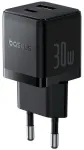 Baseus Palm Fast Charger Tīkla lādētājs USB-A + USB-C 30W / melns