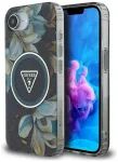 Guess IML Metal Glitter Flowers Triangle MagSafe Case Aizsargapvalks priek&scaron; iPhone 16e/17e / melns