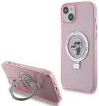 Karl Lagerfeld KLHMP15MHMRSKCP Hardcase Ring Stand Karl&Cho Aizsargapvalks priek&scaron; iPhone 15 Plus / 14 Plus 6.7" / rozā