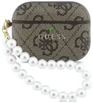 Case Guess 4G Pearl Strap Aizsargapvalks priek&scaron; AirPods Pro 3 / brūns