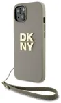DKNY DKHCP15MPBSWSE Kietas dėklas iPhone 15 Plus 6.7" smėlio spalvos su rie&scaron;o dirželiu Stock Logo