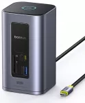 Baseus NU1 Air Spacemate 12-in-1 doko stotelė USB-C į 2x HDMI | 2x USB-C | 2x USB 3.0 | 2x USB 2.0 | RJ45 | SD | microSD (TF) | pilka