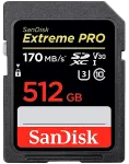 SANDISK Extreme 512GB SDXC Memory Card + 1 year RescuePRO Deluxe up to 180MB/s & 130MB/s Read/Write speeds, UHS-I, Class 10, U3, V30