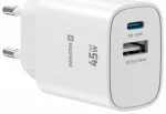Swissten Edge GaN Tīkla Lādētājs USB-C PD 45W + USB-A 18W QC