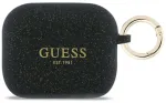 Guess Silicone Glitter Ring Case Aizsargapvalks priek&scaron; AirPods Pro 3 / melns