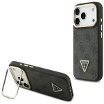 Guess 4G PU Triangle Logo & Stand Camera Magsafe Aizsargapvalks priek&scaron; iPhone 17 Pro / melns