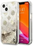 Guess GUHCP13SLGPEGO Peony Liquid Glitter Aizsargapvalks priek&scaron; iPhone 13 mini 5,4" / zelta