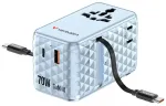 Verbatim Travel Adapter EU/UK/US GaN  1xUSB-C/1xUSB-A/2xUSB-C PD 70W blue 30187