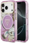 Case Guess IML Glitter Flowers Triangle  MagSafe for iPhone 18 Pro Max / 17 Pro Max purple