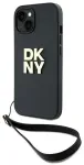 DKNY DKHCP15MPBSWSK Kietas dėklas iPhone 15 Plus 6.7" juodas su rie&scaron;o dirželiu Stock Logo
