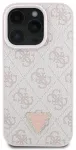 Guess PU 4G Strass Triangle Metal Logo Case Aizsargapvalks priek&scaron; iPhone 16 Pro Max / rozā
