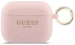 Guess Silicone Glitter Ring Case Aizsargapvalks priek&scaron; AirPods Pro 3 / rozā
