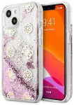 Guess GUHCP13SLGPEPI Peony Liquid Glitter Aizsargapvalks priek&scaron; iPhone 13 mini 5,4" / rozā