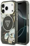 Case Guess IML Glitter Flowers Triangle MagSafe for iPhone 18 Pro Max / 17 Pro Max black