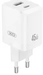 "XO" sieninis įkroviklis CE36 PD 45W 1x USB-C 1x USB baltas