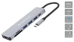 Adapteris AV Conceptronic CONCEPTRONIC dokas USB-C->HDMI, USB3.0, 100WPD 7-in-1 0.25m grey
