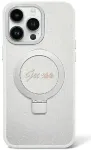 Guess Ring Stand Script Glitter MagSafe Back Case Aizsargapvalks Priek&scaron; Apple iPhone 15 Plus