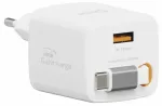 Swissten SlideCHARGE Tīkla Lādētājs GaN 30W USB-A 18W Ar ievelkamu USB-C vadu 0.75m balts