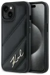 Karl Lagerfeld KLHCP15MPQDSMGK Diagonal Quilted S Aizsargapvalks priek&scaron; iPhone 15 Plus/14 Plus 6.7" / melns