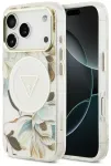 Case Guess IML Glitter Flowers Triangle MagSafe for iPhone 18 Pro Max / 17 Pro Max white