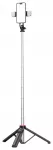 Selfie stick WC13YDS telescopic tripod 1.3m with double lamp and phone holder - black