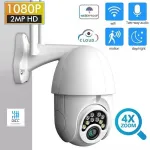 Riff V380 Pro bezvadu rotācijas PTZ āra Wi-Fi kamera IPC-V380-Q10 1080P Full HD IP66 balta